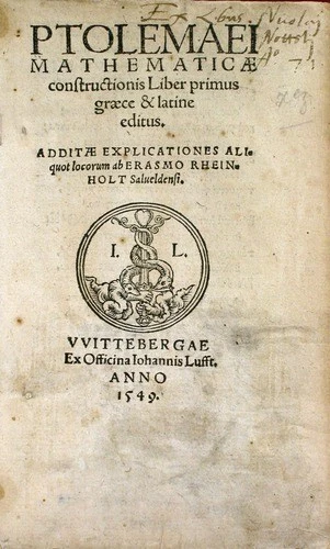 Ptolemy, Ptolemaei mathematic constructionis liber primus (Wittbergae, 1549)